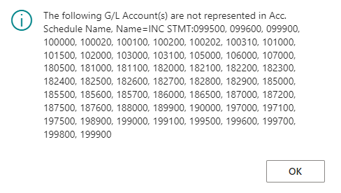 Validate G/L Account Warning
