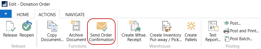 Send Donation Order Confirmation