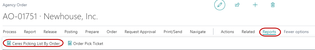 Ceres Picking List By Order