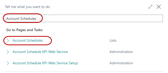 Account Schedule Navigation