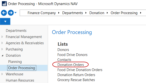 Donation Order Overview