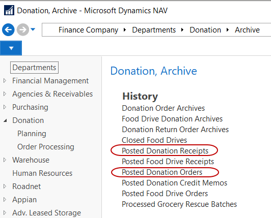 Posted Donation Order and Receipt