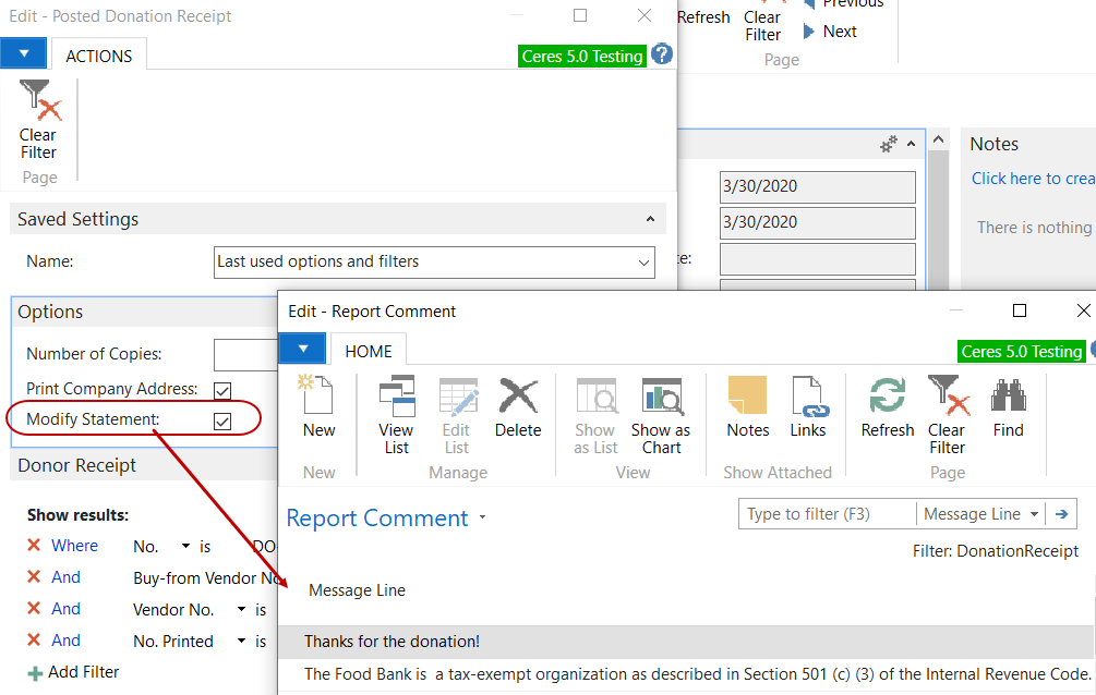 Modify Donation Receipt Language