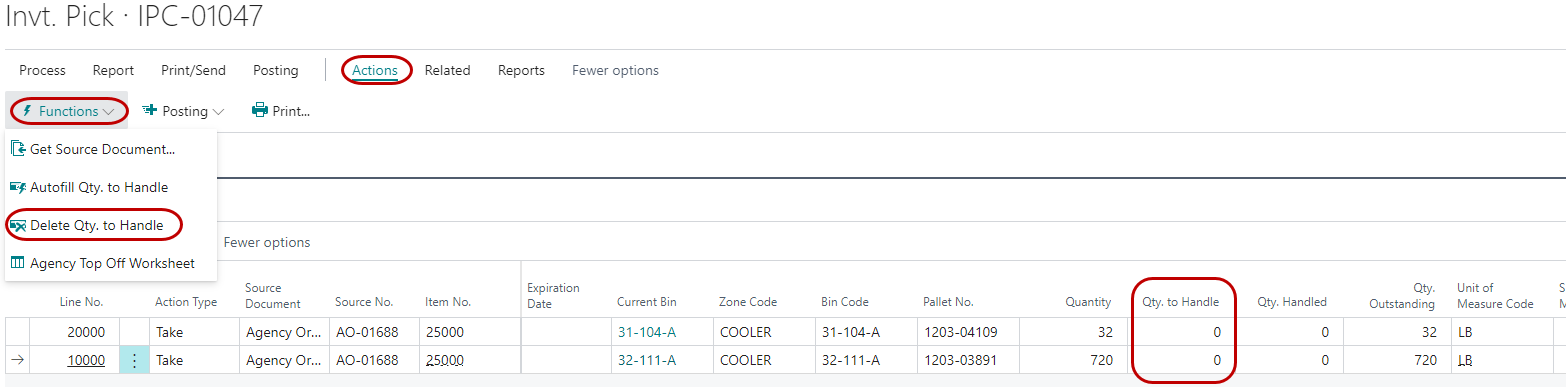 Remove Qty to Handle Lines