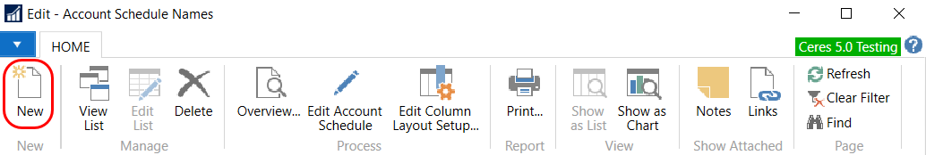 New Account Schedule