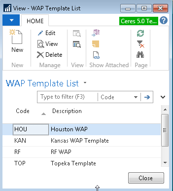 WAP Template List