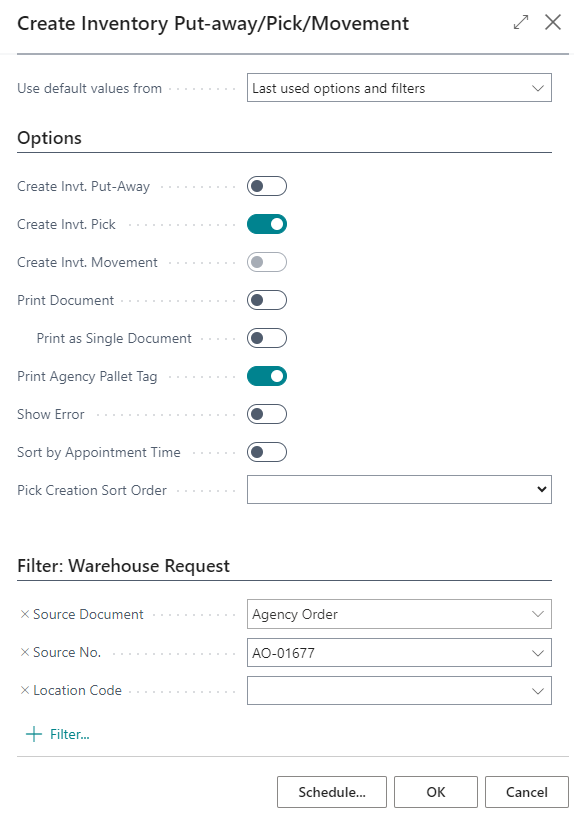 Create Invt. Put Away Pick Report
