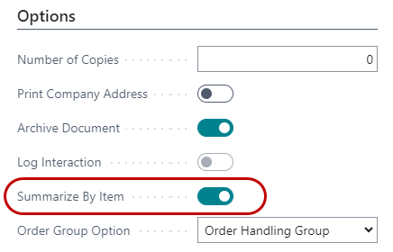 Summarize By Item Option