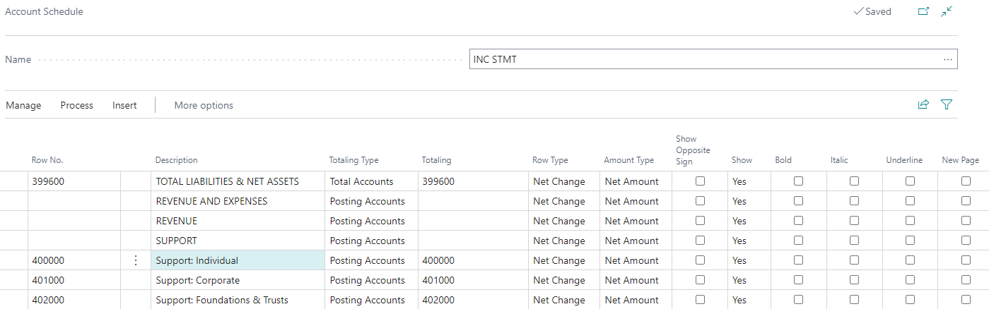 Account Schedule Form
