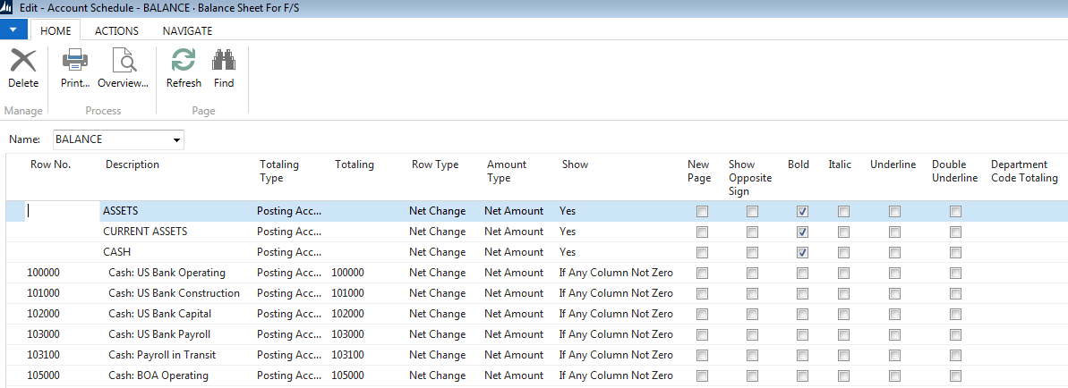 Account Schedule Form