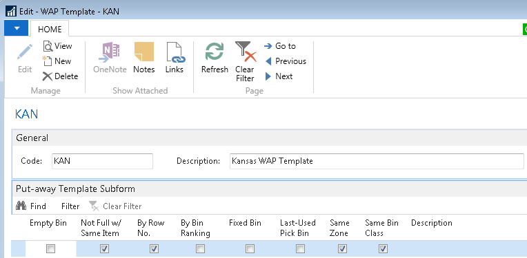 Putaway Template Subform