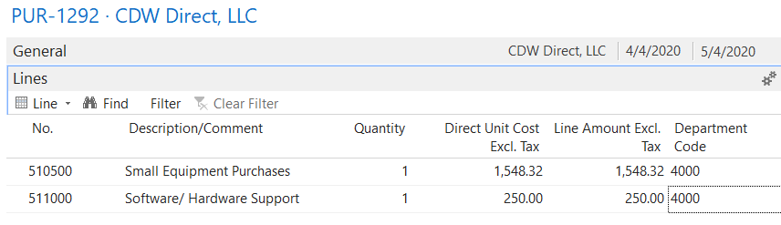 Purchase Invoice Lines