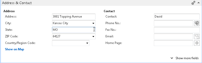 Address &amp; Contact FastTab